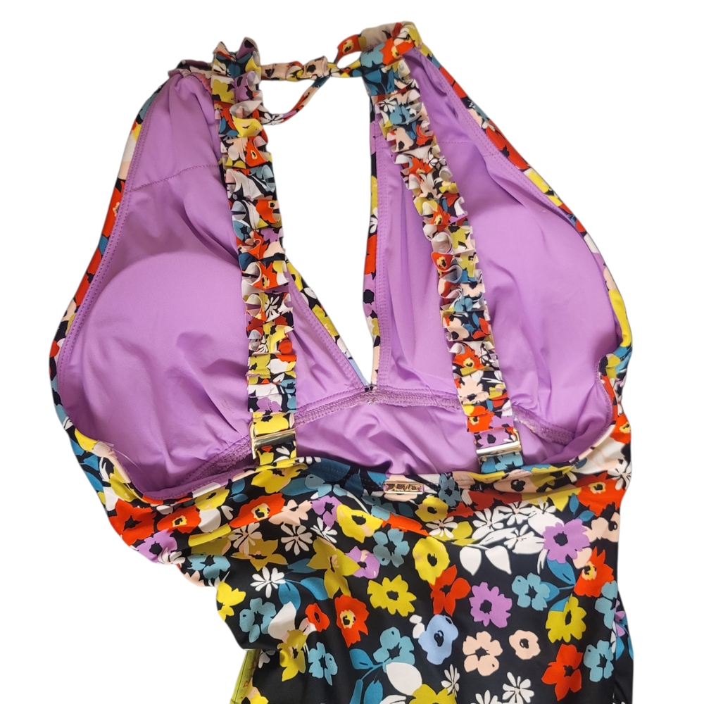 NWT Anne Cole Multi Color Floral Halter One-Piece Swimsuit Size 6 - Picture 6 of 9